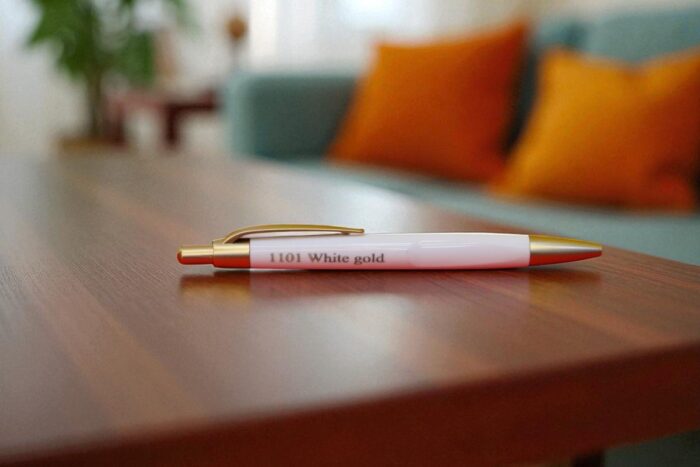 Executive White & Gold Ballpoint Pen – Model 1101 | Personalized Corporate Gift