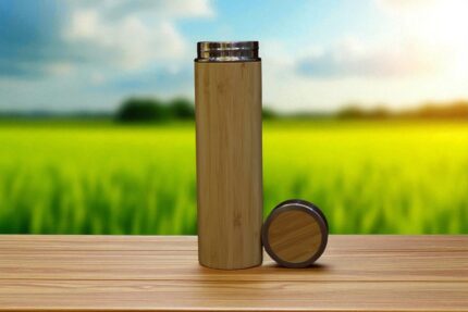 500 ml Custom Bamboo-Sleeve Thermal Bottle with Branding – Eco-Friendly Gift Packaging