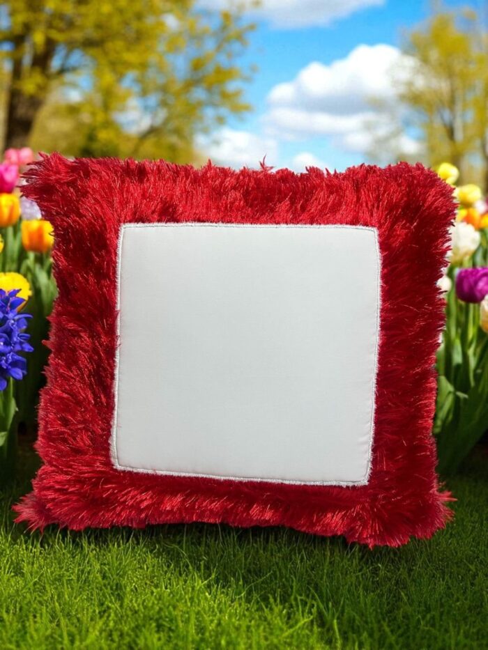 Customizable Fluffy Photo Cushion – Soft Plush Pillow with Printable Center