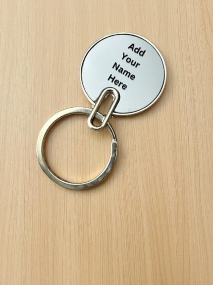 Custom Round Metal Key Ring Keychain – Personalized Logo or Name Engraving