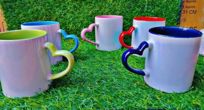 Premium Heart‑Handle Ceramic Mug – Custom Sublimation Mug with Color Options - Image 2