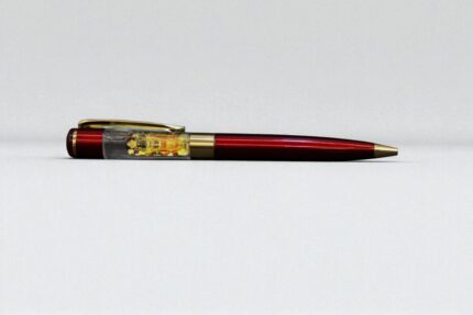 Red Ball Pen with Shree Ram Symbol on Cap – Spiritual Black Ink Pen for Gifting & Daily Use