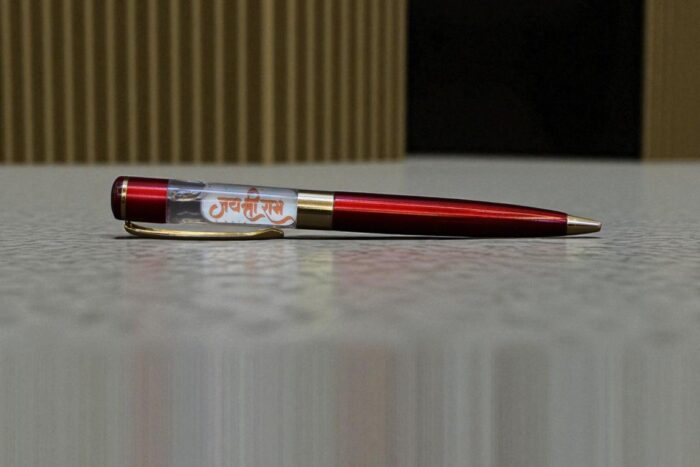 Red Ball Pen with Shree Ram Symbol on Cap – Spiritual Black Ink Pen for Gifting & Daily Use - Image 3