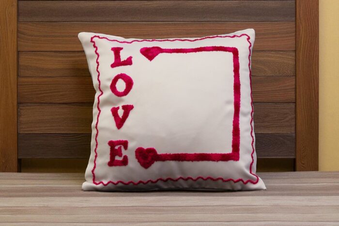 Personalized Love Text Cushion – Custom Photo Pillow with Heartfelt Text Design