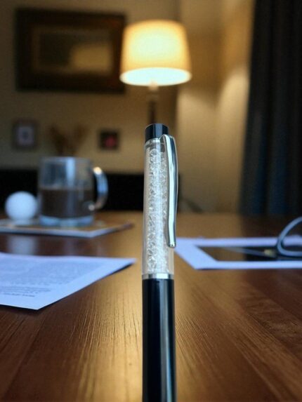 Crystal Elegance MP‑1 Pen – Clear Barrel with Embedded Stones | Stylish Gift Pen