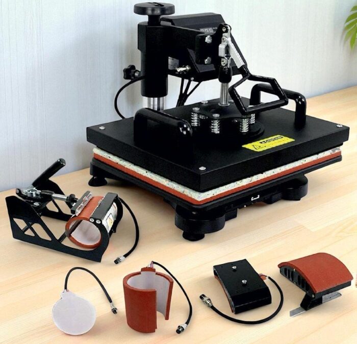 Premium 5‑in‑1 Sublimation Heat Press Combo – T‑Shirt, Mug, Plate & Hat Printing Machine