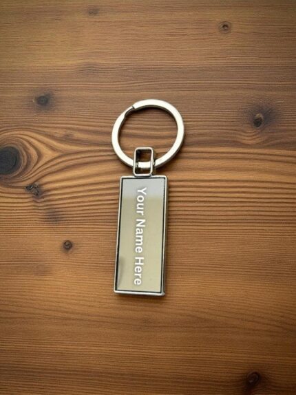 Premium Rectangular Metal Keychain – Custom Name or Logo Engraving
