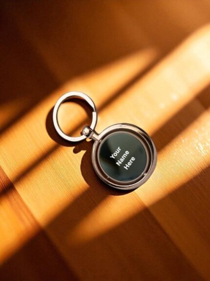 Gunmetal Dual‑Side Round Spinner Keychain – Stylish Personalized Spinner Key Ring
