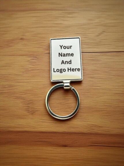 Square Metal Keychain – Personalized Laser Engraved Key Ring with Name or Logo