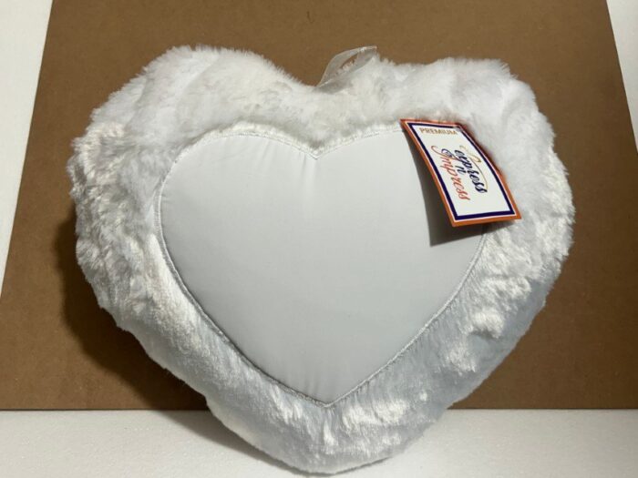 Premium White Heart-Shaped Fur Cushion – Personalized Photo Pillow with Matching White Center Panel