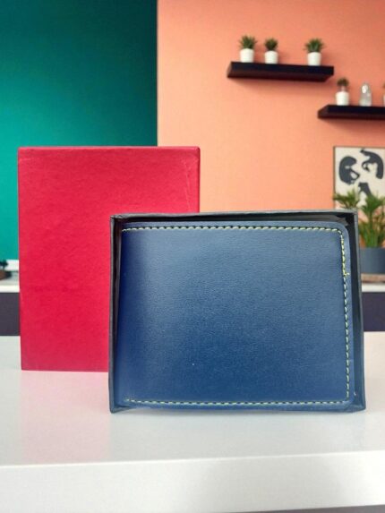 Elegant Dark Blue Men’s Wallet – Premium Bi-Fold with Gift Packaging