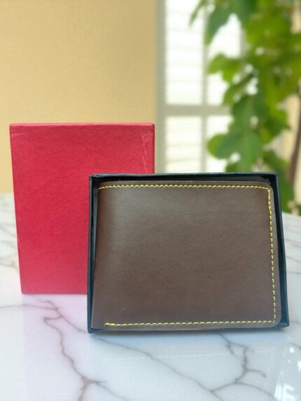 Premium Dark Brown Men’s Leather Bi‑Fold Wallet – RFID‑Ready, Gift‑Boxed