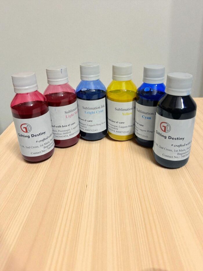 Premium 6‑Color Sublimation Ink Set – 100 ml Bottles (CMYK + Light Cyan & Light Magenta)