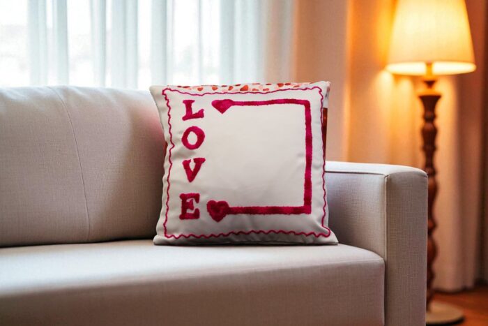 Personalized Love Text Cushion – Custom Photo Pillow with Heartfelt Text Design - Image 2